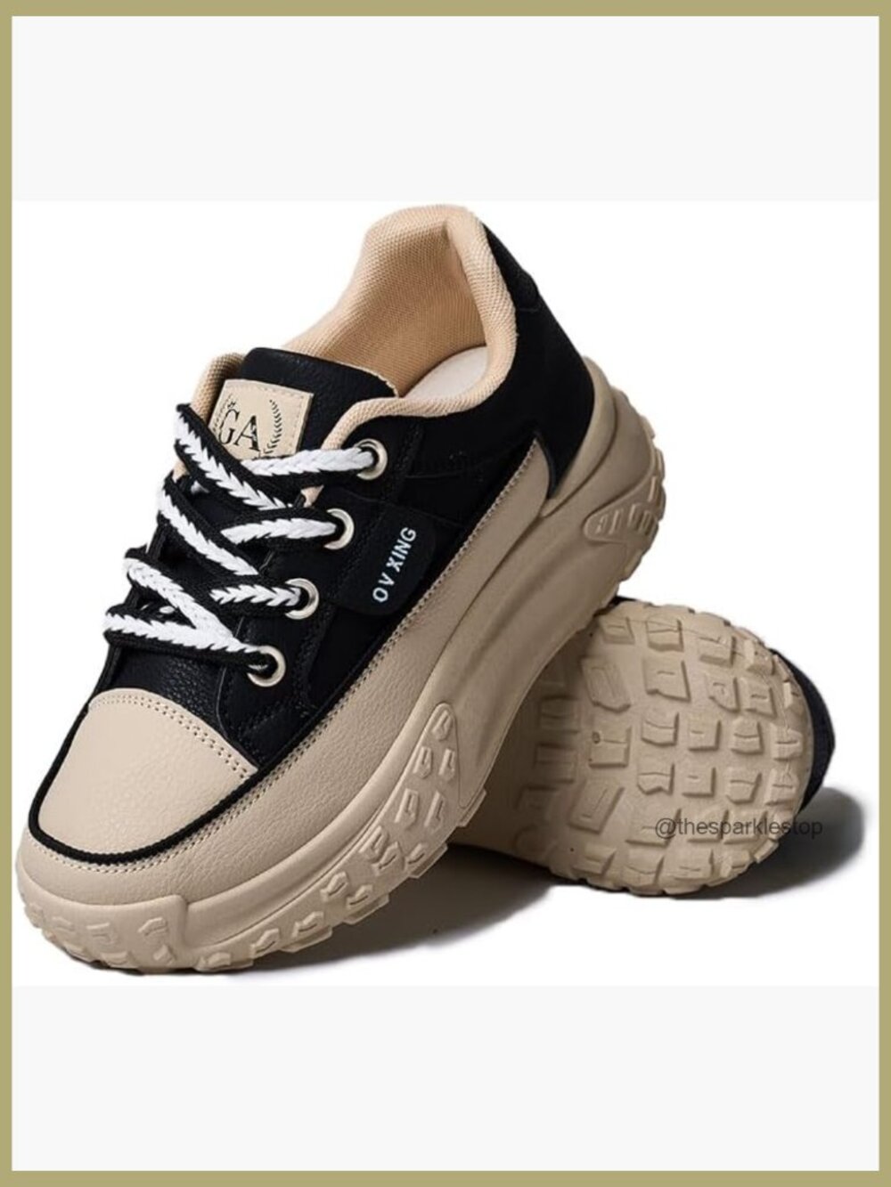 Lace Up Thick Soled Non Slip Sports Shoes Breathable Walking Sneakers